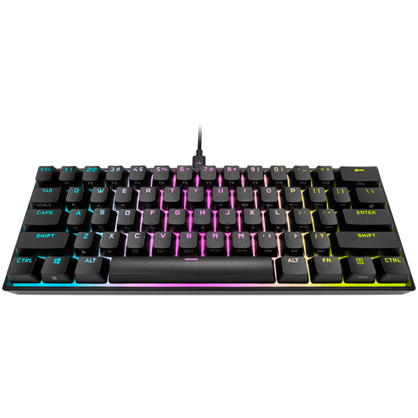 Corsair K65 RGB MINI 60% Mechanical Gaming Keyboard, Backlit RGB LED, CHERRY MX SPEED, Black, Black PBT Keycaps