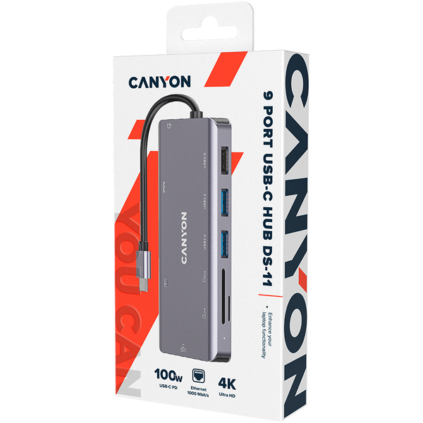 CANYON hub DS-11 9in1 USB-C Space Grey