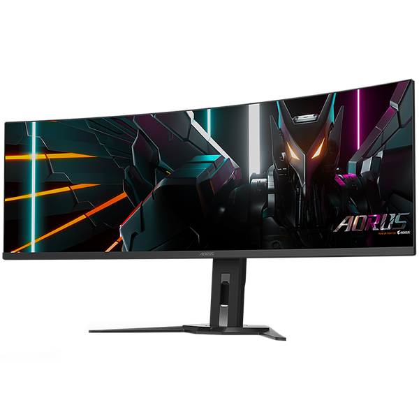 GIGABYTE AORUS Monitor 49", OLED 1800R Curved, DQHD 5120x1440@140Hz, AMD FreeSync Premium Pro, ClearMR, 0.03ms (GTG), 2xHDMI 2.1, 1xDP 1.4, 2+1xUSB 3.0, 1xUSB-C (PD up to 18W), Audio, 2x5W Speakers, Height, Tilt, Swivel