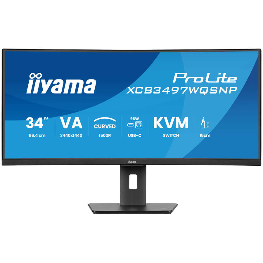 iiyama XCB3497WQSNP-B1 34" UltraWide Curved Monitor, 120 Hz, USB-C Dock