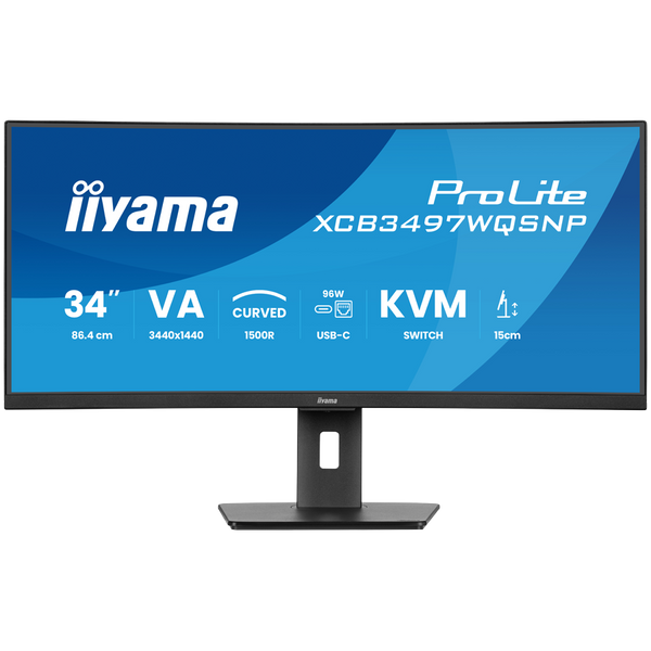 iiyama XCB3497WQSNP-B1 34" UltraWide Curved Monitor, 120 Hz, USB-C Dock