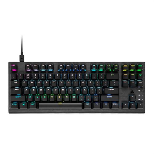 Corsair K60 PRO TKL RGB Optical-Mechanical Gaming Keyboard, Backlit RGB LED, CORSAIR OPX, Black